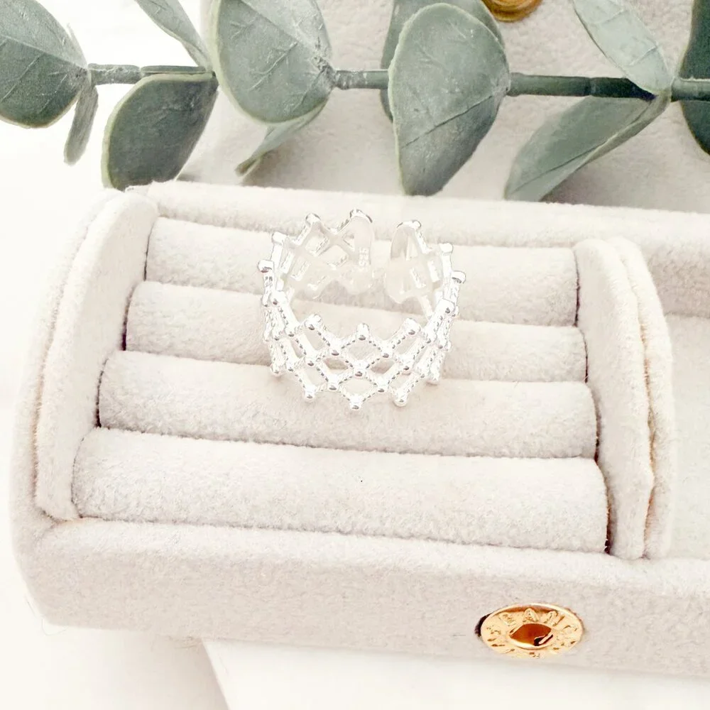925 Sterling Silver Textured Ring Band Thick Ring Weave Woven Ring